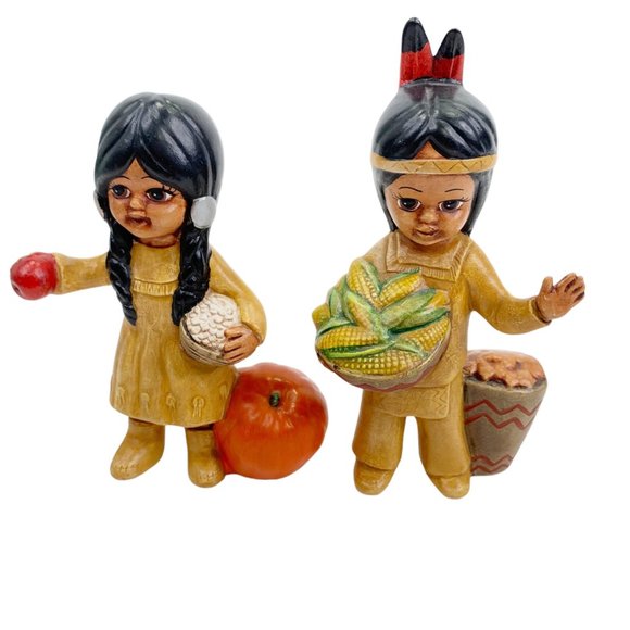Vtg Thanksgiving Decor Native American Indian Figurine Duncan Enterprises 1981 - Picture 1 of 13